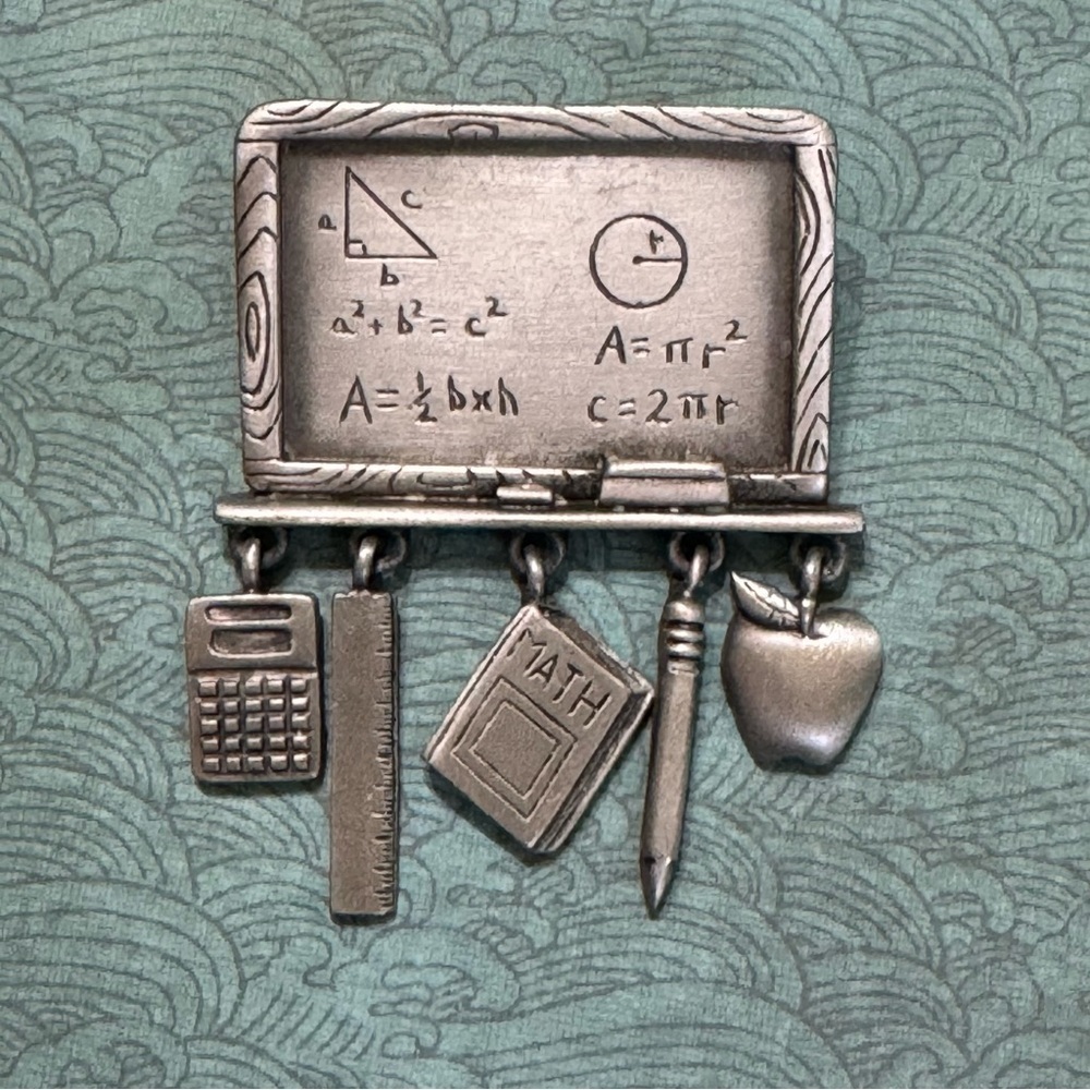 VINTAGE J J LESSONS IN MATH BROOCH